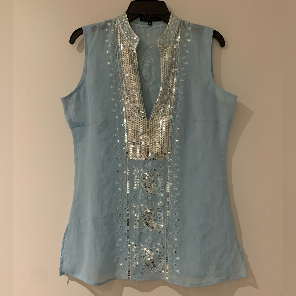Sky Blue Sequins Top